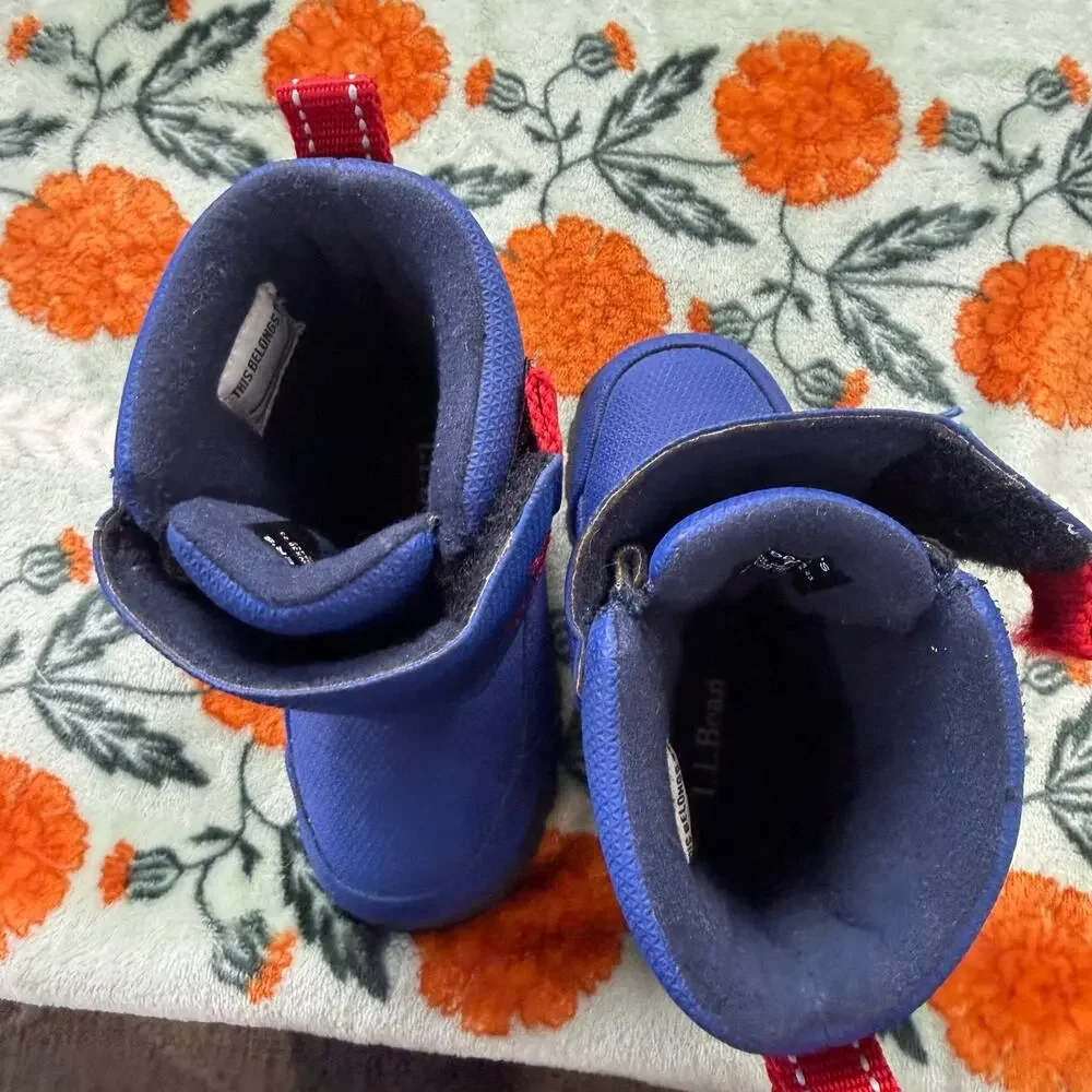 LL Bean Blue Red Winter Snow Boots Toddler 7 Boys Girls Little Kid